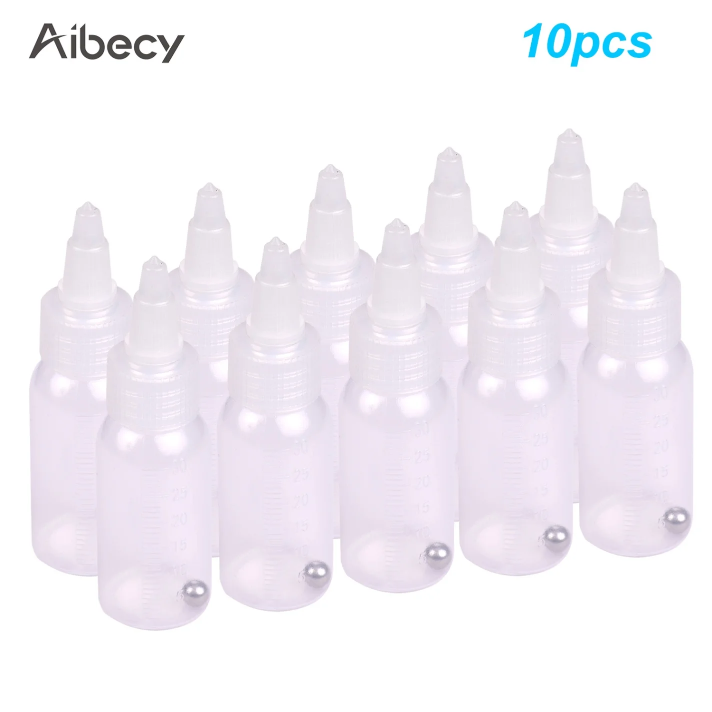 Aibecy Аэрограф краски бутылки банки коробка для горшков 10-каждый 1,2-унции(35cc) с адаптер с крышкой крышка шкала линии двойного действия сифон подачи - Цвет: Storage Bottles