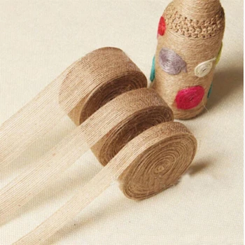 

New Arrival 10m/roll Linen Ribbon Natural Vintage DIY Craft Burlap Jute Linen Wedding Ribbon Party Decor Home Flower Decoration