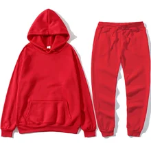 winter hoodies suits men fashion Fleece red hoodie black Brand pants Casual Jogger suit tracksuit sweatshirt woman pullover