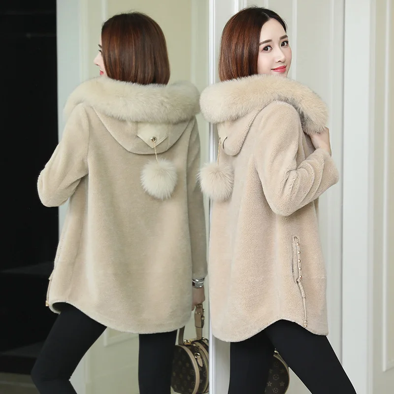 

Real Fur Coat Women Clothes 2020 Sheep Shearing Korean Fox Fur Collar Vintage 100% Wool Jacket Women Manteau Femme WJ902 YY1933