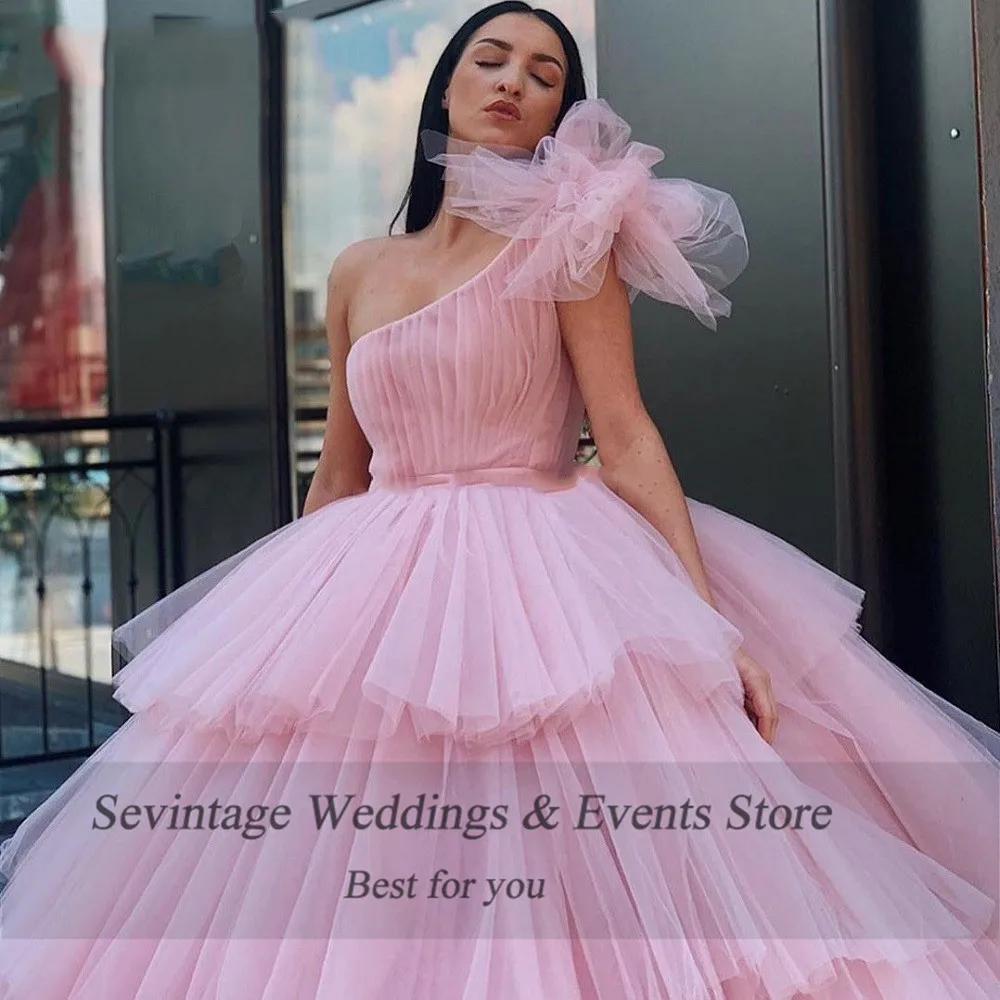 Quinceanera Dresses Sevintage Pink One Shoulder Quinceanera Dress
