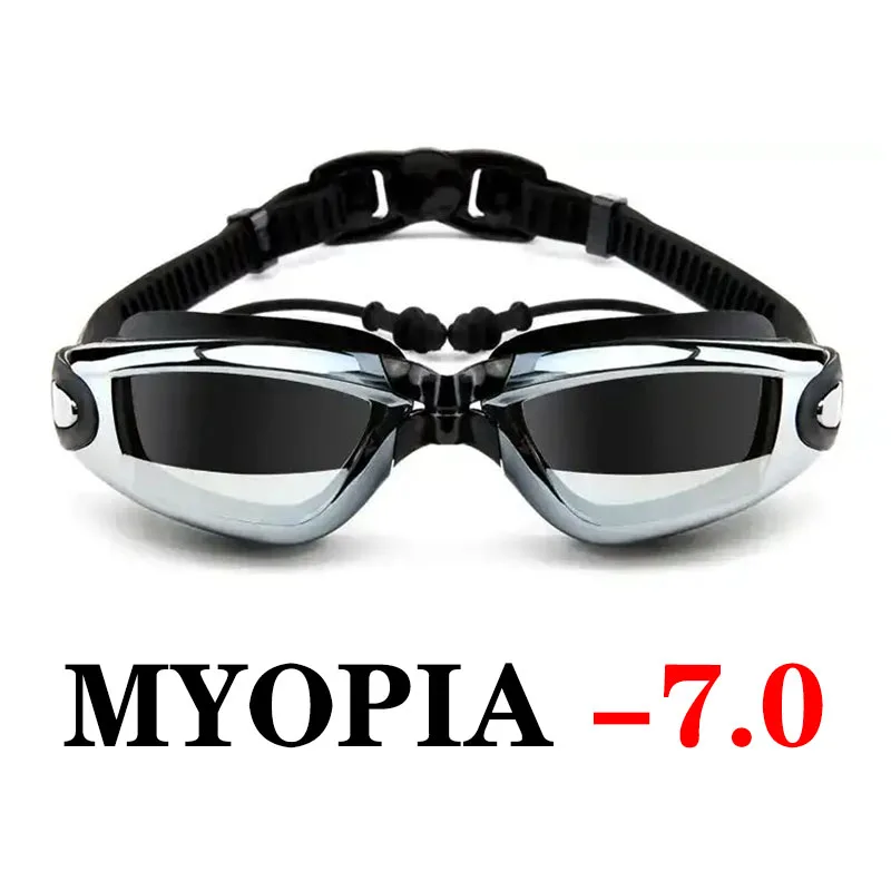 Очки для плавания Perscription близорукость для взрослых детей для женщин, с длинными волосами силиконовые колпачки набор очки для вождения мужские детские очки для плавания - Цвет: Myopia Black -7.0