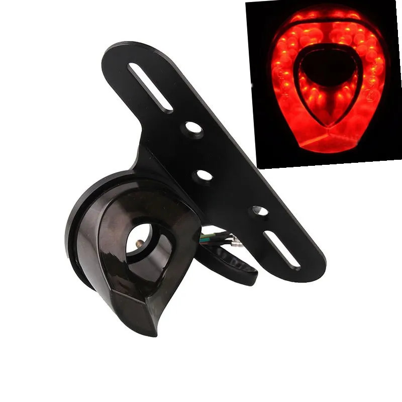 

Universal Motorcycle 12V LED Lens Heart Shape LED Tail Rear Light With License Plate Frame Stop Brake Lamp for Harley