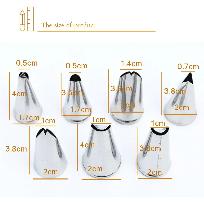 Metal Cake Decoration Tips Stainless Steel Piping Icing Nozzles Cake Fondant Decor Tip Nozzle