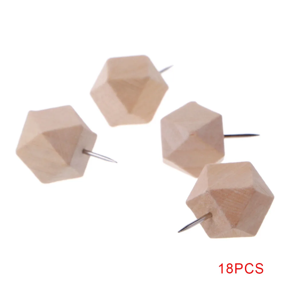 18pcs 18/60/100 шт в форме соломенной шляпы Tacks деревянный с накатанной головкой Панели карта фото Плакаты календарь поделок шпильки квадрат многоугольник Канцелярская кнопка - Цвет: 18pcs