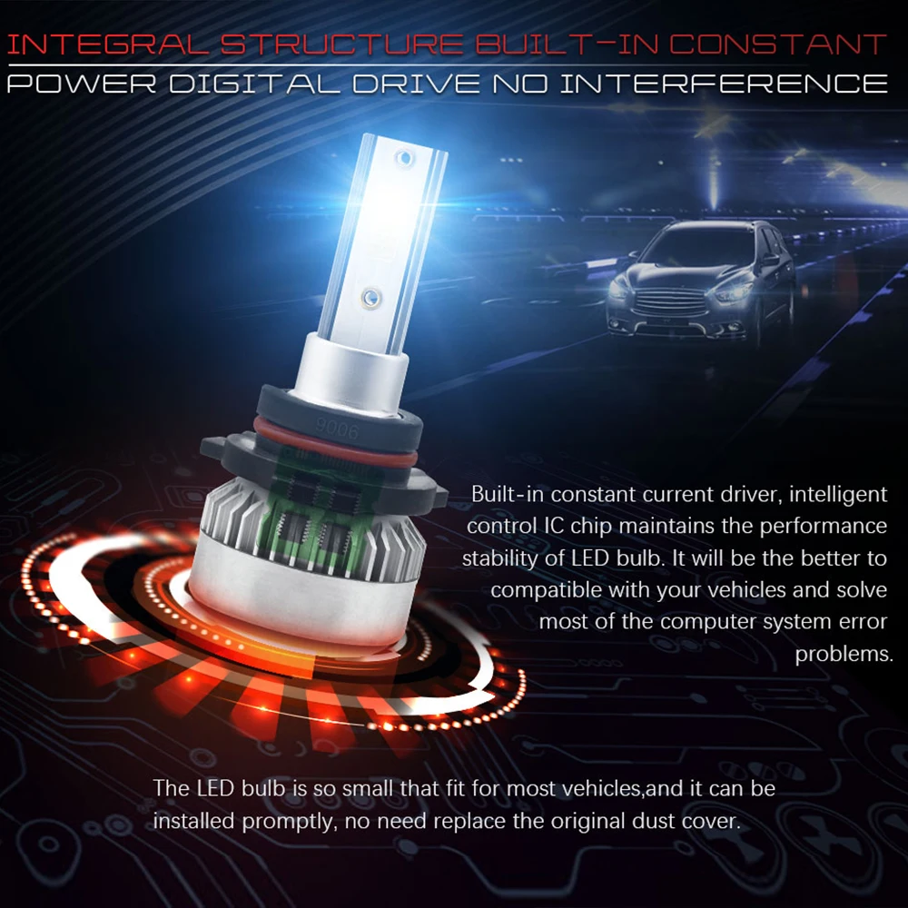 Vehemo светодиодный противотуманный фонарь 6000k 4000лм светодиодный фонарь для фар автомобильные лампы передняя лампа супер яркий