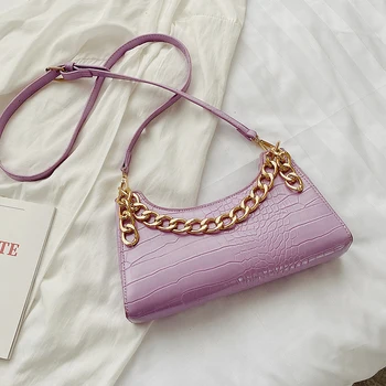 

Crocodile Pattern Small PU Leather Shoulder Bags for Women 2020 Summer Solid Color Crossbody Handbag Female Luxury Design