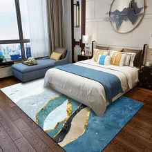 Абстрактные мраморные прикроватные Коврики для спальни, золотисто-синие геометрические коврики для гостиной, коврики для гостиной, кухни, коврик для двери, Нескользящие коврики