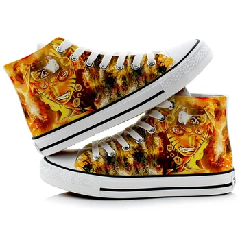 

Unisex Anime Graffiti NARUTO Casual Canvas Shoes plimsolls hand-painted Madara Sabaku Sasuke Flat shoes duck shoes Sneakers