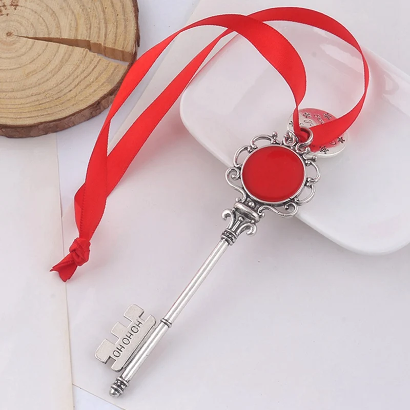 1 Pcs Christmas Keychain Santa Claus Snowflake Ribbon Magic Wand Silver Key Chain Man Car Women Bag Fashion Accessories