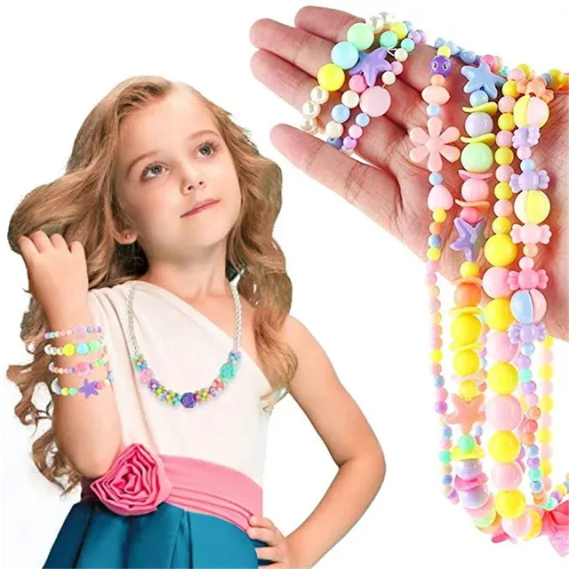 Children Beads Plum Blossom Box Set DIY Handmade Bead Toy Necklace Building Kit Girl Weaving Bracelet Jewelry Making Toy Gift 6