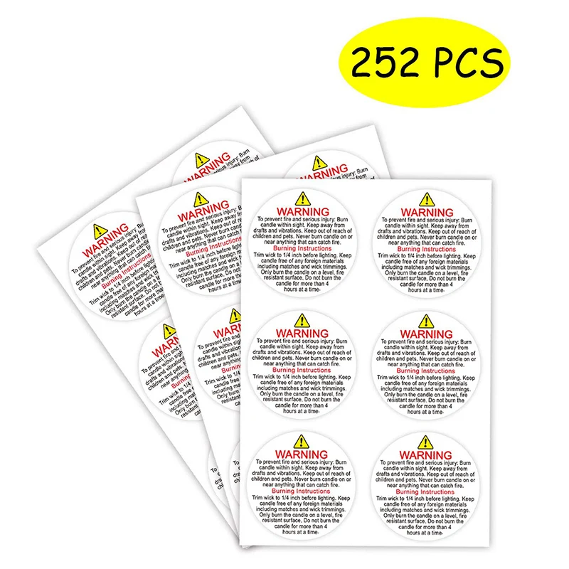 360 1.2 Inch Round Candle Warning Labels Multicolored Self-Adhesive Candle Warning Stickers for Container Candles Candle Jars 