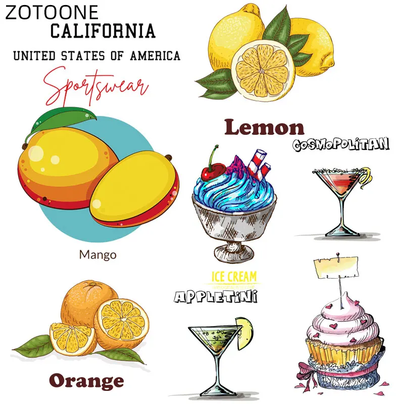 

ZOTOONE Thermo Fruit Patches for Kids for Clothing Printed Iron on Lemon Stickers Heat Transfers Patch for T-shirt Dresses F