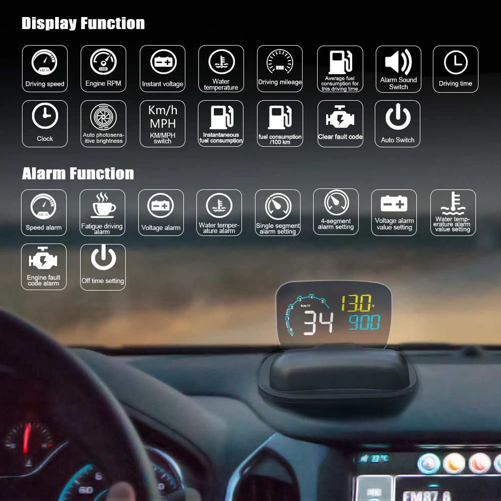 

Head Up Display C600 HUD Display Car HUD C600 OBD OBD2 Projector Digital Speedometer Head Up Display Car Speed Security Alarm