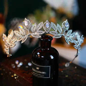 Bride Crown Zircon Rhinestone Bridesmaid Tiaras Headband Wedding Headdress Hair Jewelry Accessories HQ0068 3
