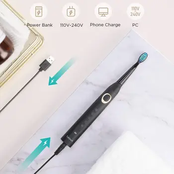 Fairywill Sonic Electric Toothbrush FW-508 USB Charger IPX7 Waterproof Electronic Toothbrush with 8 Replacement Brush Heads 5
