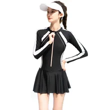 Maillot de bain une pièce, jupe, pour femmes, tenue de sport, de Surf, Tankini, pantalon Long, avec manches à fermeture éclair, nouvelle collection 2021 