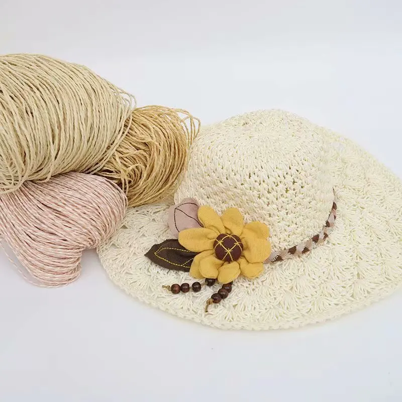 

One Can Make Three Hats Lafite Handmade Hat Bag Woven Material Tag Color Lafite Paper Rope 250g Cotton Yarn Knitting