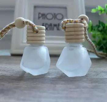 

6ML Diamond Shape Frosted Glass Car Pendant Empty bottle Car Hanging Perfume Bottle fast shipping LX1119