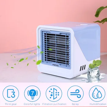 

Mini Portable Air Conditioner USB 4 colors Humidifier Purifier 7 Colors Light Desktop Air Cooling Fan Air Cooler For Office Room