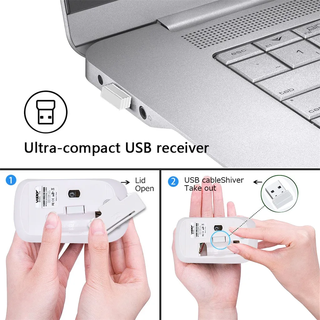 ZERODATE T16 Wireless Mouse USB Receiver Optical Sensor For PC Laptop Tablets