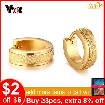 

Vnox Small Thin Hoop Earrings for Women Circle Earings Sandblasting Matt Stainless Steel Casual Trendy Female Jewelry