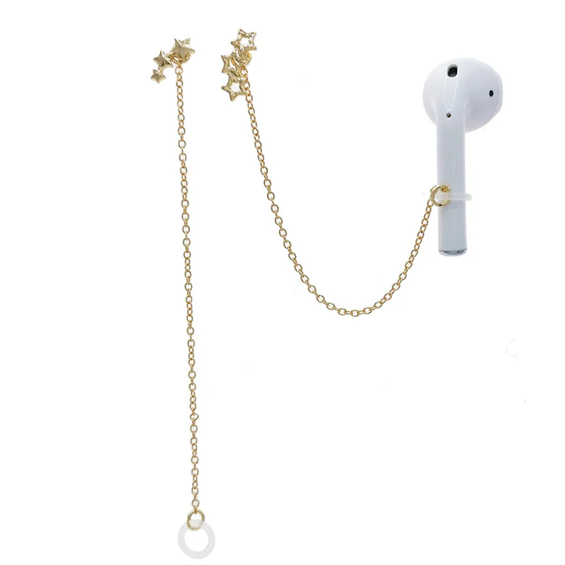 Пара анти-потерянный серьги для airpods женщин в винтажном стиле со звездами цепи