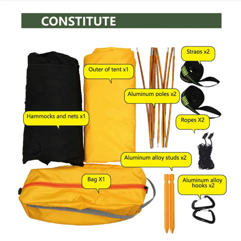 Multi-functional insect net waterproof windproof ultralight parachute hammock aerial tent Portable Outdoor Camping 270x140cm 6