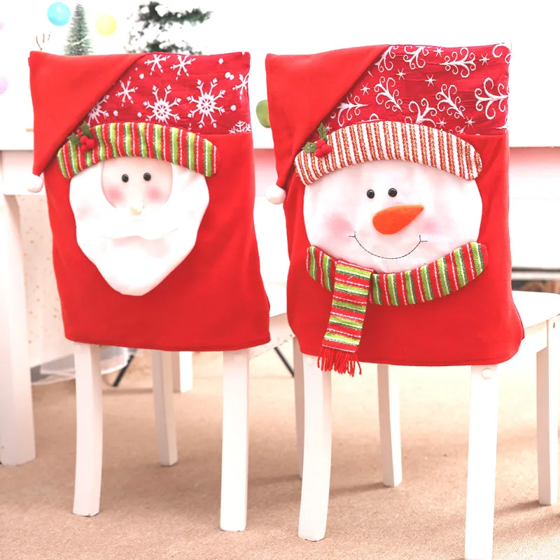 

Cartoon Santa Claus Christmas Chair Cover Spandex Set Restaurant Hotel Stool Table Decor Xmas Christmas Decoration for Home