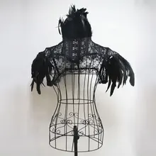 Джазовый танцевальный сценический костюм певица Dj Ds черный большой перо плечо Стенд Воротник Кружева шаль шоу представление одежда