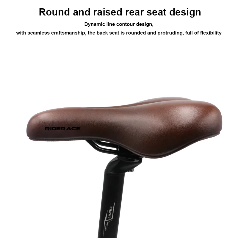 Selle De Vélo Large BYOX En Cuir Marron - Avec Ressorts Et Mousse - Pour Vélo Cruiser