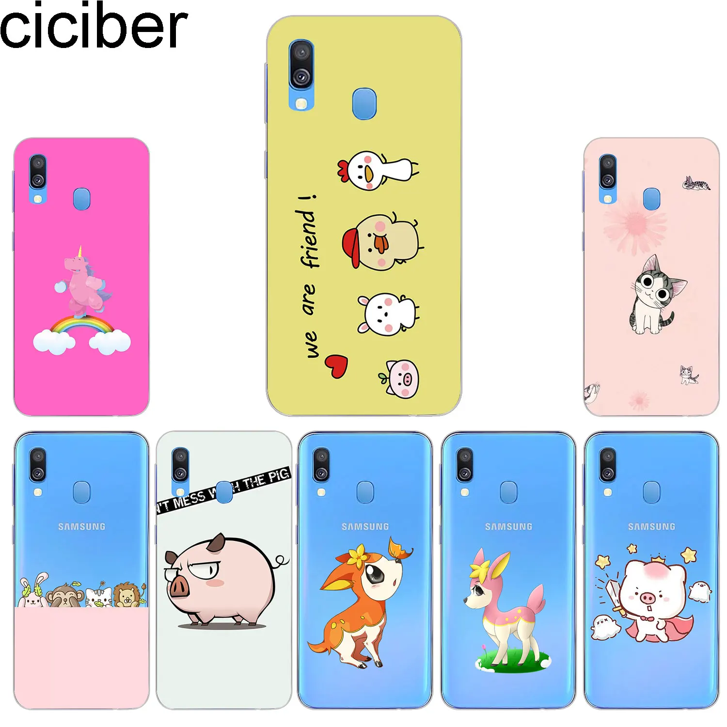 

ciciber Phone Cases for Samsung Galaxy A50 A70 A40 A30 A20 A60 A10 A20e A80 Soft Silicone TPU Back Cover Cute Animal Pig Fundas