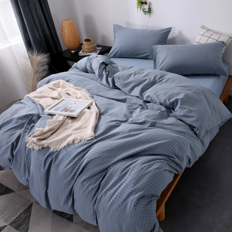 Washed Cotton Cool Bedding Set Knitting Home Textile Solid Color Comforter Cover Flat / Fitted Sheet King Queen Twin Full Size Washed Cotton Cool Bedding Set Knitting Home Textile Solid Color Comforter Cover Flat / Fitted Sheet King Queen Twin Full Size