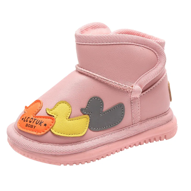 

Winter Thick Plush Baby Snow Boots Cute Duck Cartoon Velvet Children Short Boots Boys Toddler Infant Little Girl Shoes D10241