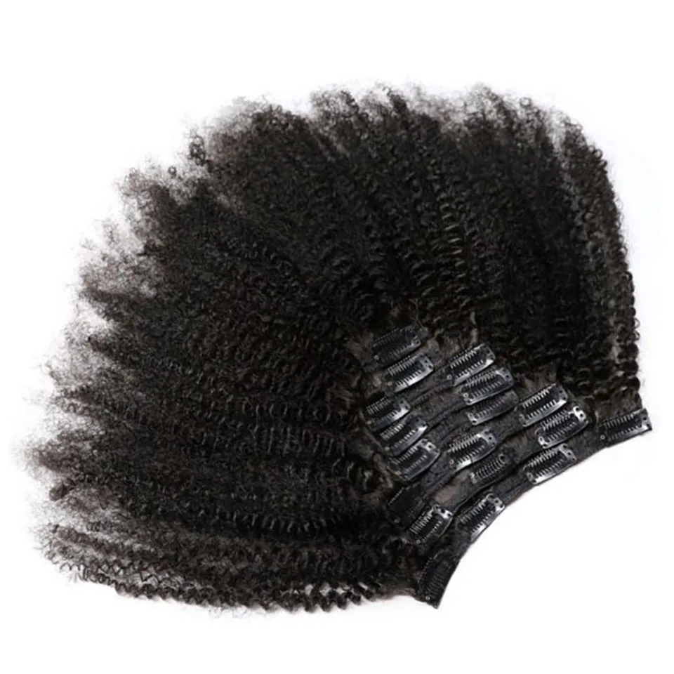 

Luxy beauty human hair clip in extensions Afro Kinky Curly 8 Pieces And 120g/Set Natural Color Remy Hair afro human hair