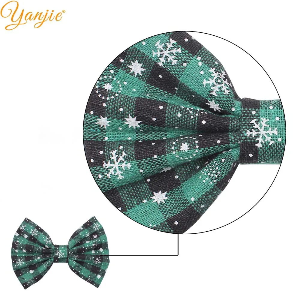 12 шт./лот, 5 дюймов, рождественские клетчатые банты для волос для девочек, зимняя заколка, красные/зеленые полоски, заколки для волос, женские заколки, аксессуары для волос