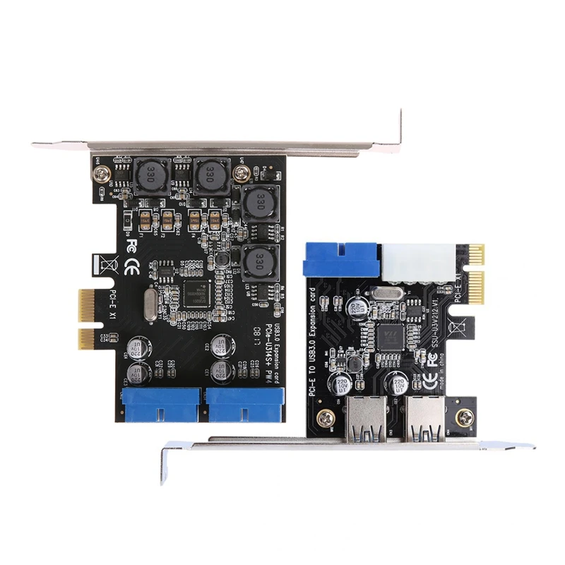 2 шт Pci-E Плата расширения адаптер внешний 2 порта Usb 3,0 концентратор внутренний 19Pin разъем Pci-E карта 4Pin Ide разъем питания, 12x6,9
