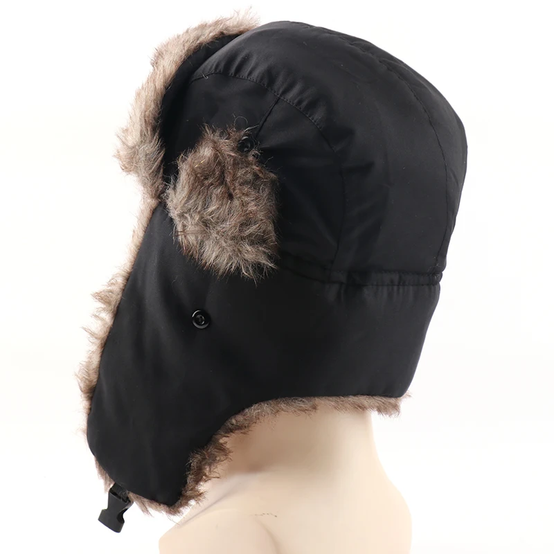CAMOLAND Men Women Russian Hat Trapper Bomber Hats Winter Thermal Faux Fur Earflap Caps Outdoor Male Ushanka Snow Ski Caps winter hat earflap hat faux fur hat