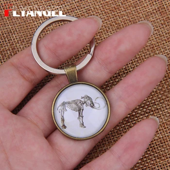 

FLYANGEL Fashion Time Gem Cabochon Keychain Keyring Jewelry Gifts For Archaeologist Biophile Friends Bag Charm Key Holder