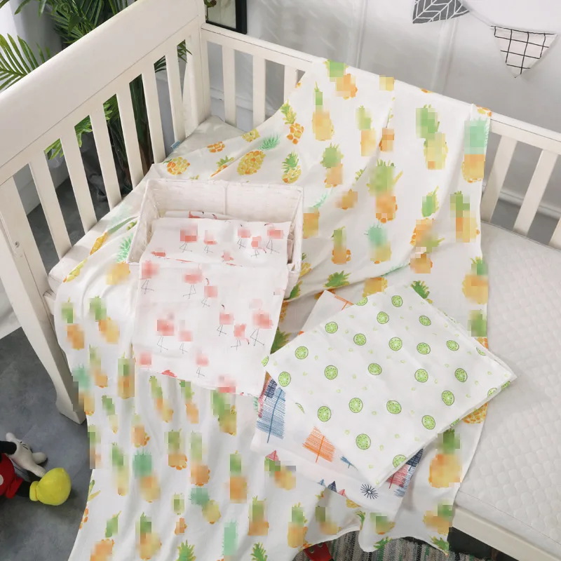 

100% Bamboo Fabric Cold Feeling Gauze Blanket 120*150 Cm Multi-functional Ice Silk Blanket Kindergarten Baby Blanket