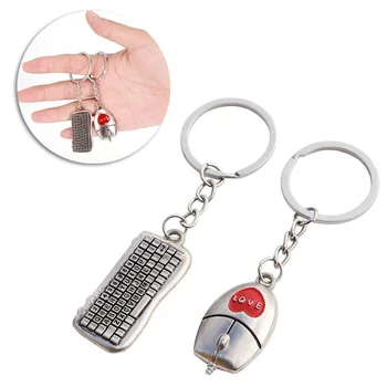 

2 pcs 1 pair Creative Mouse Keyboard Couple Keychain Square Mosaic Lover Kiss Tooth Crystal Dolphin original keychains