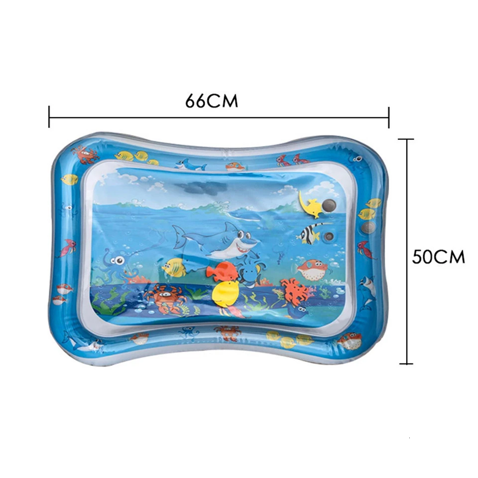 Baby Water Playing Mat Inflatable Aquarium Tummy Time Toy Water Cushion Infants Toddlers Water Fill