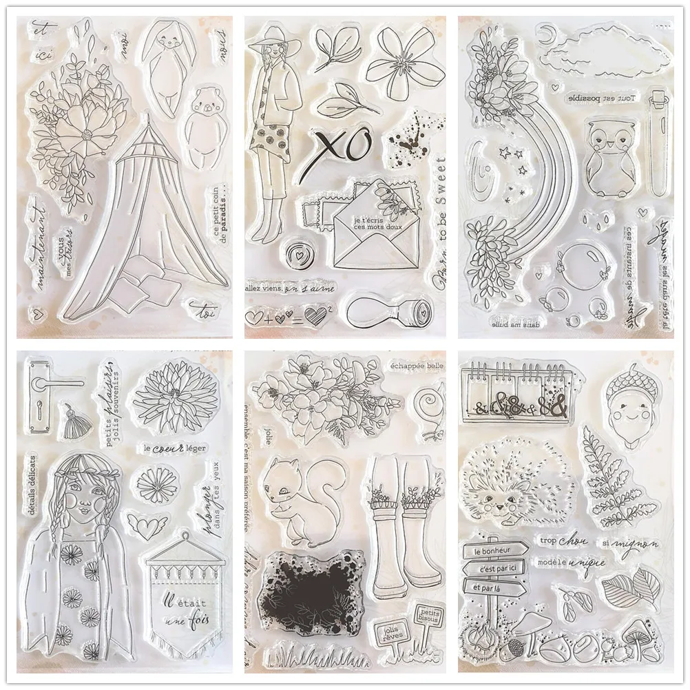 Girl French Clear Stamp /Seal For DIY Scrapbooking/photo Album Decorative Clear Stamp Sheets C1093