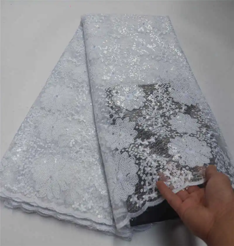 Фабрика предлагает 2019 Современная кружевная ткань африканские блестки кружева