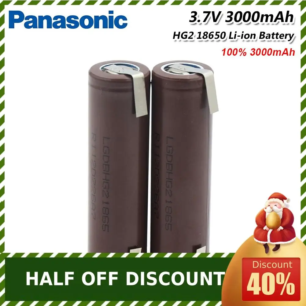 Panasonic HG2 18650 3000mAh литий-ионный аккумулятор 18650HG2 3,7 V разряда 20A, предназначенный для батарей+ DIY никель с контактами