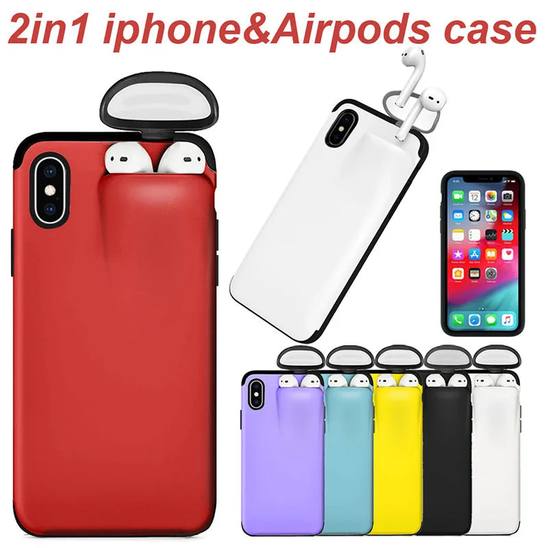 Чехол для телефона 2 в 1 ящик хранения наушников iPhone 11 Pro XS MAX XR X 7 8 Plus Airpods мягкий
