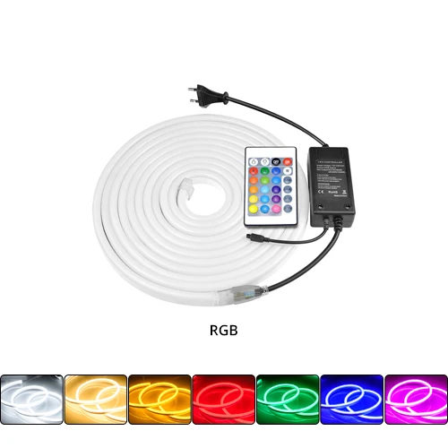 Светодиодная неоновая лента 220 В Гибкая неоновая световая лента наружные декоративные фонари Рождественский праздничный Сказочный свет с адаптером EU US - Испускаемый цвет: RGB