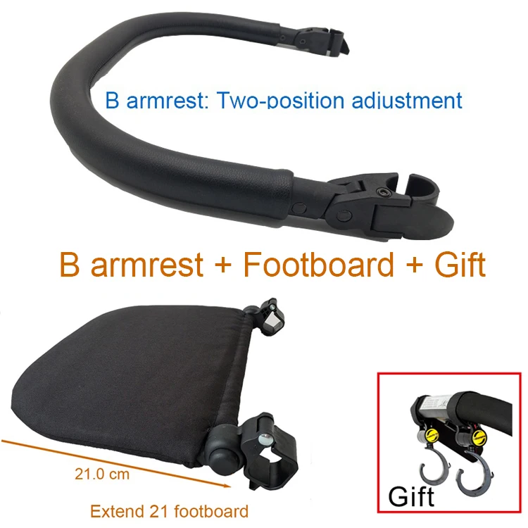 B armrest footboard 3 шт./компл. Йо-йо аксессуары для детских колясок продлить доска для ног и подлокотник и крюк для Babyzeb Йо-йо Yoya Babytime Babysing ВОВО детская коляска для младенца - Цвет: B armrest footboard