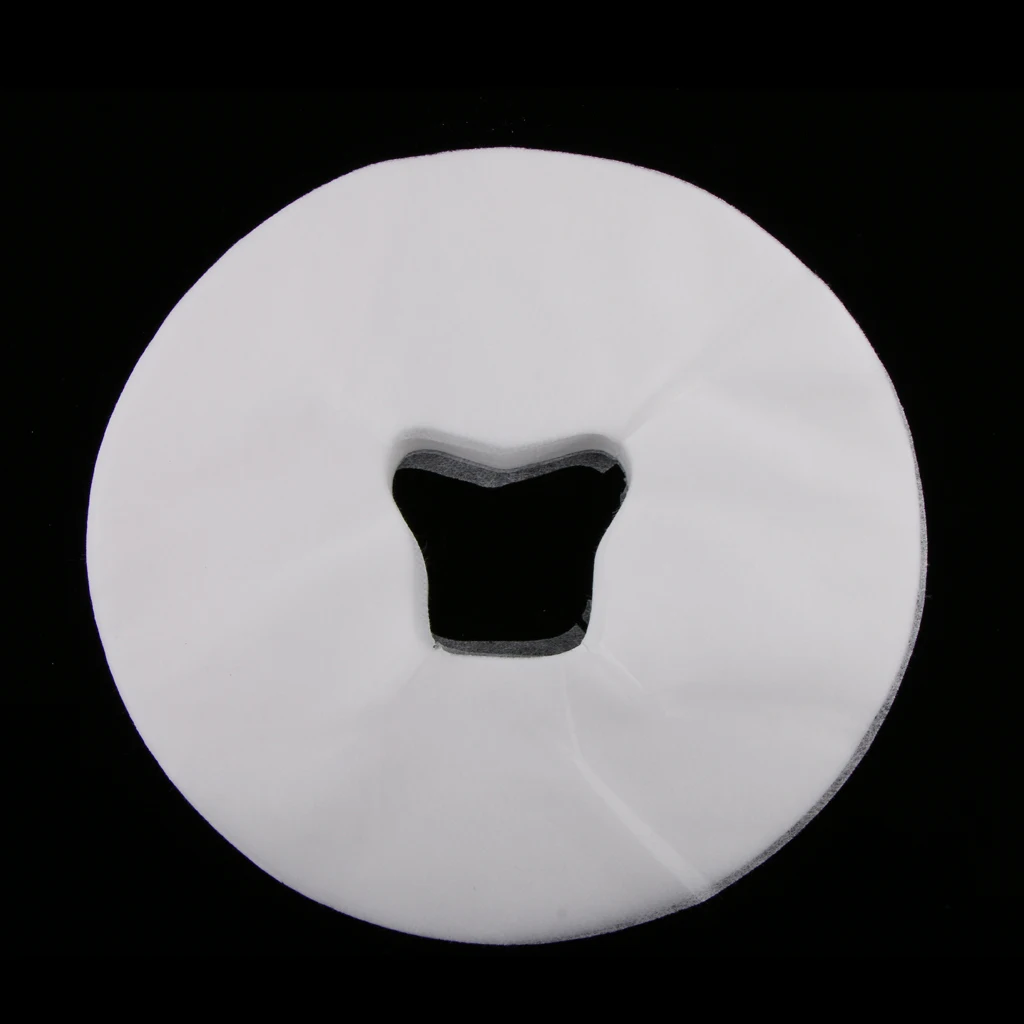 100 Pieces Round Spa Salon Disposable Massage Table Bed Cushion Covers Cradle Sheets with Face Rest Hole