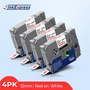 

4pcs laminated tze 232 tz232 tze232 tape 12mm Red on White label tape tze-132 Tape Cassette for Brother p touch label maker